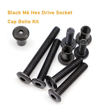50pcs M6x40mm/ 50mm/ 60mm/ 70mm/ 80mm Black Hex Drive Socket Cap Bolts Barrel Nuts Assortment Kit, Carbon Steel Zinc Plated - size: M6 x 40/50/60/70/80mm (50 pcs)