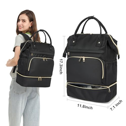 seyfocnia Gym Backpack for Women, Gym Bag with Shoe Compartment Lightweight Travel Workout Sports Backpack Womens Black