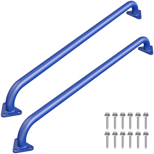 SELEWARE 42" Blue Metal Playground Handles Playset Grab Bars Ladder Handle | 500LB 2Pcs Heavy Duty Steel Kids Playground Handles for Indoor/Outdoor Ladder Handrail Swing Set Treehouse Rock Climbing Wall - color: E: 42"-2 Pcs-blue
