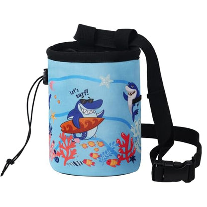 Shark Chalk Bag Animal Adventure Edition Chalk Bags for Rock Climbing Climbers Bouldering Gyming Sports Gift for Adults Kids Teenagers, Carry Dog Treats, Gym Bottles, Trail Trash