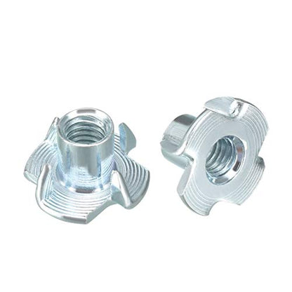 uxcell M6 4 Pronged Tee Nut T-Nut for Table Legs Rock Climbing Wall Woodwork Holds Wood Cabinetry 50Pcs - size: M6