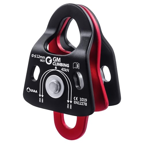 GM CLIMBING 40kN Micro Double Pulley Prusik Minding Ball Bearing UIAA CE for Progress Capture System Rigging Hauling Rescue Arborist Tree Climbing - color: One Unit