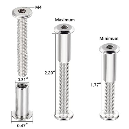 100 Sets Silver M6x40mm Furniture Bolts Metric Hex Screw Bit Set Metal Deck Screws for Furniture Screw Socket Cover Wood Socket Cap Bolt Kit - size: M6x40mm
