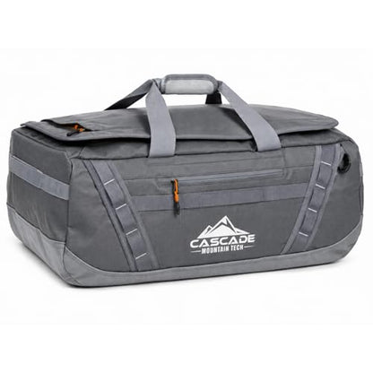 Cascade Mountain Tech 60L Duffle Bag, Convertible Travel Duffel Bag for Men Women, Water Resistant & Tear Resistant - color: Lava Smoke Grey