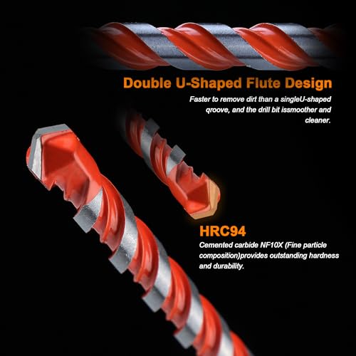 Concrete Carbide Drill Bits Hex Shank Masonry Cement Tile Drill Bit Set for Glass, Brick, Plastic, Cement and Tile, 5/32"-1/2" (10PCS) - size: 5/32"-1/2"