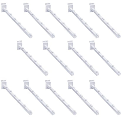 14 Pcs 15.7 Inch 6 Ball Waterfall Slatwall Hooks Metal Slat Wall Hanging Board Accessories Heavy Duty Pegs Panel Display for Clothing Retail Shop Garage (White)