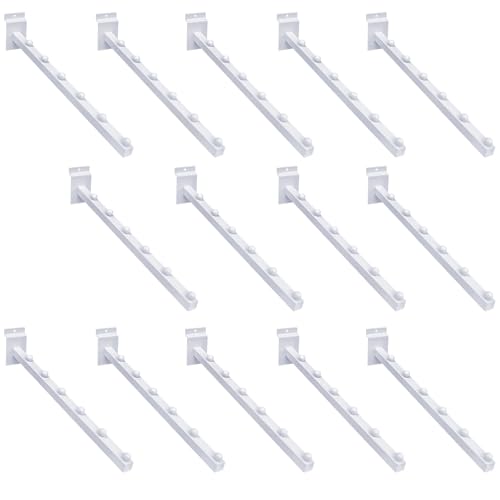 14 Pcs 15.7 Inch 6 Ball Waterfall Slatwall Hooks Metal Slat Wall Hanging Board Accessories Heavy Duty Pegs Panel Display for Clothing Retail Shop Garage (White)