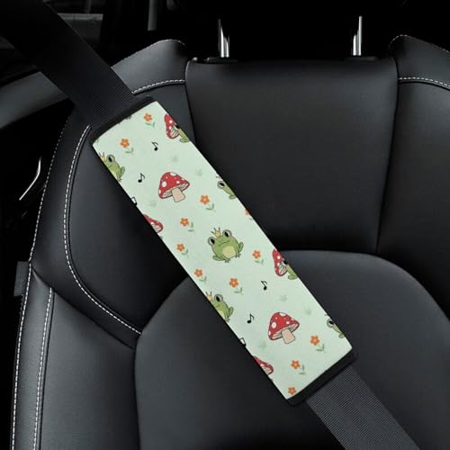 2PCS Breathable Car Seat Belt Pad for Elderly Support, Stroller Pushchair High Chair, Cute Frog Mushroom Seat Belt Cushion, Anti-Slip Pad - color: Pattern 805