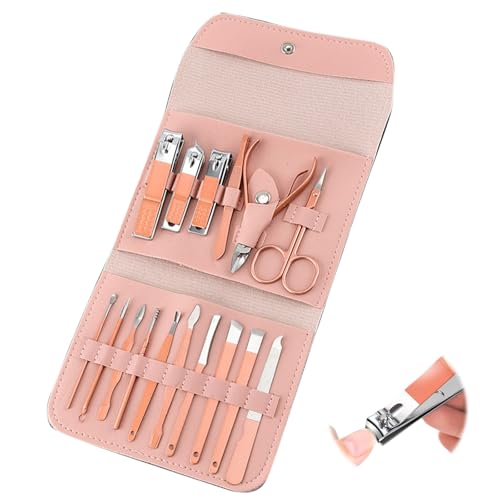 Nail Care Kit,Manicure Pedicure Set,Nail Clippers and Beauty Tool Portable SetWith Case for Home Travel Personal Care(Pink+16set) - color: Pink
