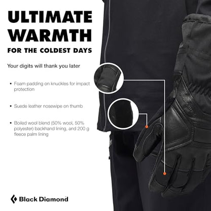 BLACK DIAMOND Men's Guide Ski/Snow Gloves, Waterproof, Gore-TEX Insert - color: Black 2.0 (5 Finger Gloves), size: Medium