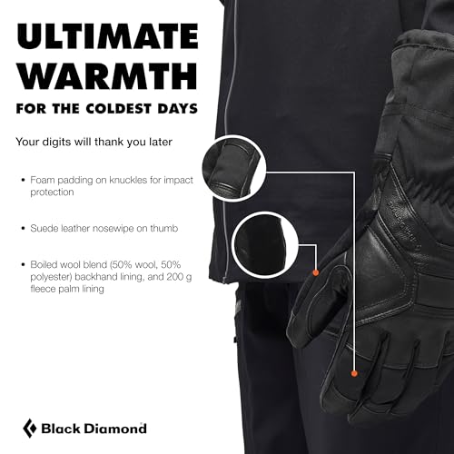 BLACK DIAMOND Men's Guide Ski/Snow Gloves, Waterproof, Gore-TEX Insert - color: Black 2.0 (5 Finger Gloves), size: X-Large