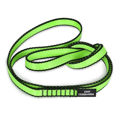 18MM Nylon Climbing Sling Runner 23KN CE2008/EN566 Strong Webbing Straps for Rock Climbing,Mountaineering, Rappelling, Swing, Yoga Hammock etc - color: Green, size: 90cm/ 35inch |Single Unit