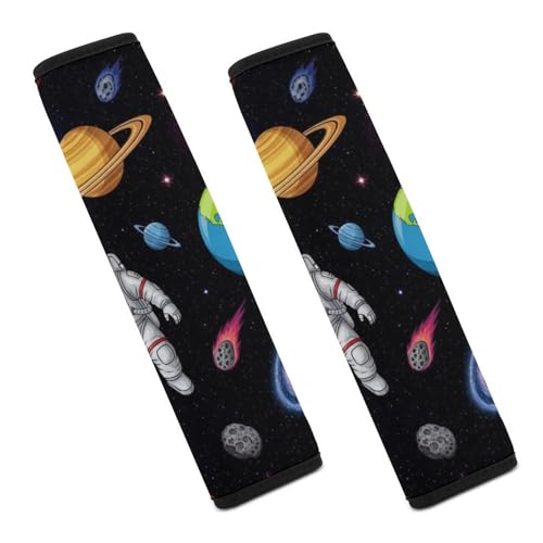 2PCS Space Planet Galaxy Astronaut Car Seat Belt Pad Universal Fit Seat Belt Covers Cushion for Kids, Car Seats Pushchair Strollers High Chair Pushchair, Easy Install (No Tool) - color: Pattern 336