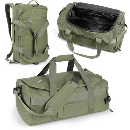3-in-1 Duffle Bag Backpack with Shoe & Laptop Pocket, Cup Holder, Ventilated Gym & Travel Bag (Dark Green) - color: Dark Green