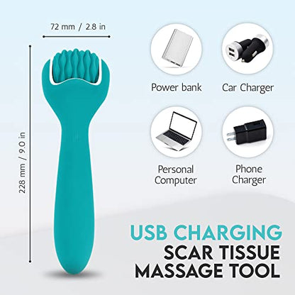 Scar Tissue Massager for Post-Surgery Recovery, Silicone Ice Massage for Post-Surgery Incision Swelling and Soreness, Vibrating Joint Roller for Improved Range of Motion Designed by Physical Therapist
