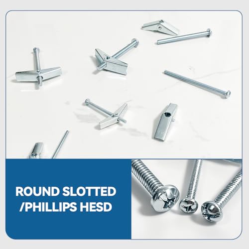 1/4X3-Inch Toggle Bolt and Wing Nut for Hanging Heavy Items on Drywall (60 Pack) - size: 1/4x3inch-60pcs