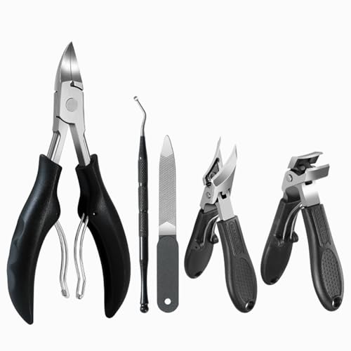 Toenail Clippers for Thick Toenails for Seniors, Angled Head Large Toe Nail Clippers for Thick Nails for Men, Heavy Duty Ingrown Toenail Clippers with Wide Jaw, Sharp Slanted Nail Cutter - color: Black