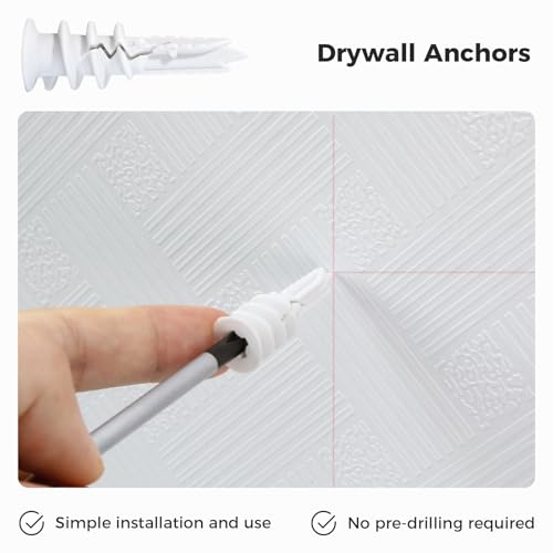 8# 100PCs Self Drilling Drywall Anchors Kit - 75LBs Heavy Duty Plastic Drywall Hangers with 50 Self-Tapping Screws - Mounting Hardware for Sheetrock Anchors