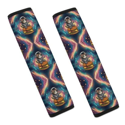 2PCS Funny Cat Hamburger Space Car Seat Straps Shoulder Pads Soft Padded Seat Belt Cushion for Adult Use, Car Seats Pushchair Strollers High Chair Pushchair, Anti-Slip Pad - color: Pattern 170