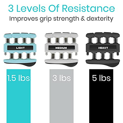 Finger Strengthener by Vive (3 Pack) Hand Grip Equipment for Guitar, Musicians, Rock Climbing & Therapy - Gripper with Exercise Guide for Strengthening Muscles | Musicians, Rock Climbing & Therapy - Gripper with Exercise Guide for Strengthening Muscles