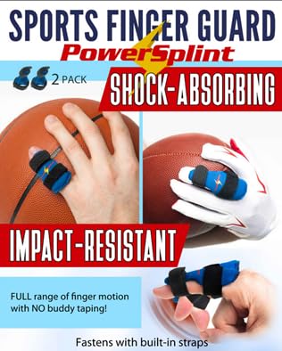 Sports finger guard (2-pack) finger brace protection; impact-resistant, NO tape needed (Small) - size: Small