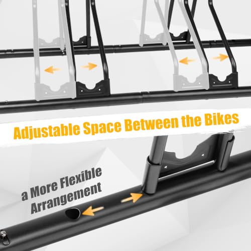 CyclingDeal Bicycle Floor Parking Rack Stand - for Mountain MTB Road Bike - Indoor Home Garage Storage - Adjustable 3 Bikes - size: 3 Bikes, style: Adjustable