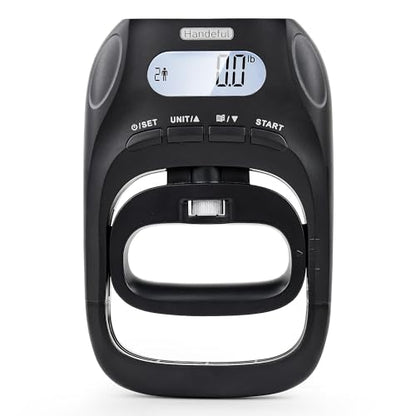 Handeful Digital Grip Strength Tester, 397 lb Hand Dynamometer, Black | 397 lb Capacity; 0.2 lb Increments; 19 Memory Records; Adjustable Handle; Memory Tracking; For Sport and Rehab