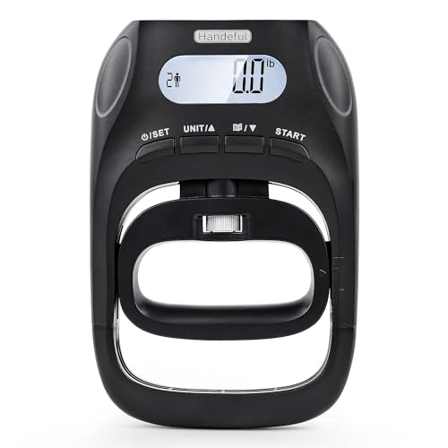 Handeful Digital Grip Strength Tester, 397 lb Hand Dynamometer, Black | 397 lb Capacity; 0.2 lb Increments; 19 Memory Records; Adjustable Handle; Memory Tracking; For Sport and Rehab