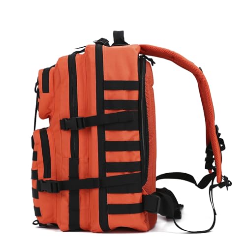 REEBOW GEAR Military Tactical Backpack for Men Large Army 3 Day Assault Pack Molle Hiking Daypack Bag (Orange-black) - color: Orange-black