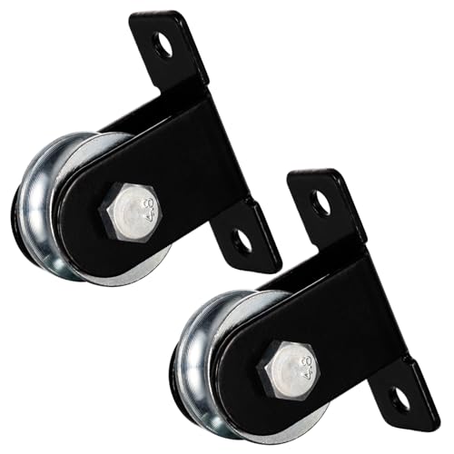 Black Pulley Wheel, Small Wall Mount Cable Pulley System for Home Gym, Weight Lifting, DIY Fitness Equipment, Ceiling Mount Accessories 2 Pack