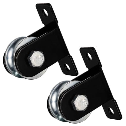 Black Pulley Wheel, Small Wall Mount Cable Pulley System for Home Gym, Weight Lifting, DIY Fitness Equipment, Ceiling Mount Accessories 2 Pack