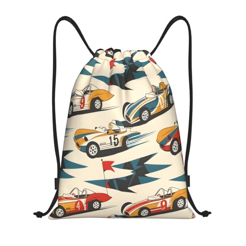 Drawstring Sports Backpacks - Lightweight Swim Gym Bags for Women Men String Sackpack for Beach Travel Yoga(Small, Car Racing) - color: Car Racing, size: Small