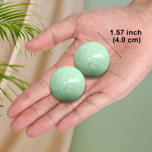 Traditional Chinese Baoding Balls, Marble Health Exercise Stress Relief Balls, Green, 2-Piece Set (Green, Medium-1.57") - color: Green, size: Medium-1.57"