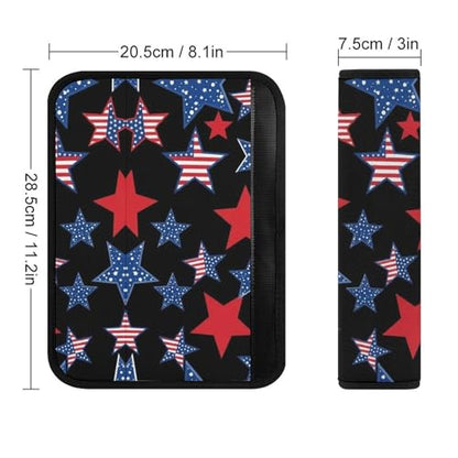 1 Pair Universal Soft and Comfortable Seat Belt Shoulder Pad for Adult Use, Stroller Pushchair High Chair, American Patriotic Stars Flag Neck Strap Covers, Anti-Slip Pad - color: Pattern 961