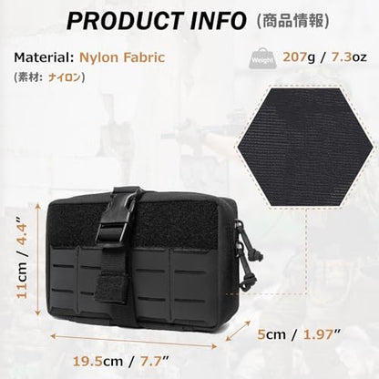 Azarxis Equipment Multi-Purpose Tactical EDC Admin MOLLE Pouch Utility Tools Bag Organizer Military Waist Belt Modular Attachment - color: #06 - Black
