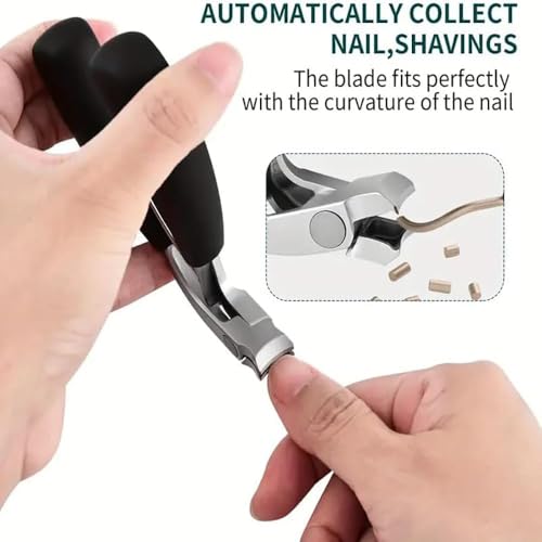 Heavy Duty Toe Nail Clippers for Men Stainless Steel Nail Cutter & File | Toenail Clippers Stainless Steel Wide Jaws Opening Ergonomic Non-Slip Long Handle Nail Clippers for Adults Seniors（Silver） - color: 2pcs-silver