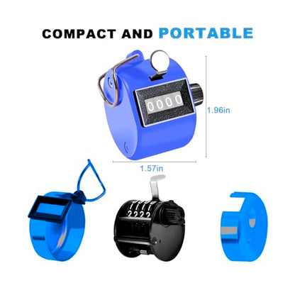 TESEAS Clicker Counter Handheld Tally Counter 4-Digit Number Counter, 2 Pack Hand Mechanical Counters Clickers Pitch Umpire Click Counter for Coaching, Knitting, People, Lap, Fishing, Golf, - color: 2pc red blue