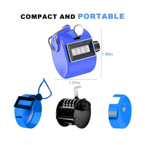 TESEAS Clicker Counter Handheld Tally Counter 4-Digit Number Counter, 2 Pack Hand Mechanical Counters Clickers Pitch Umpire Click Counter for Coaching, Knitting, People, Lap, Fishing, Golf, - color: 12pc