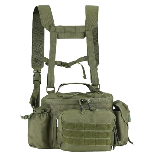 MGFLASHFORCE Tactical Fanny Pack for Men EDC Molle Waist Bag Hip Belt Pouches for Hiking Fishing Climbing Running Cycling Outdoor Sports (Green) - color: Green