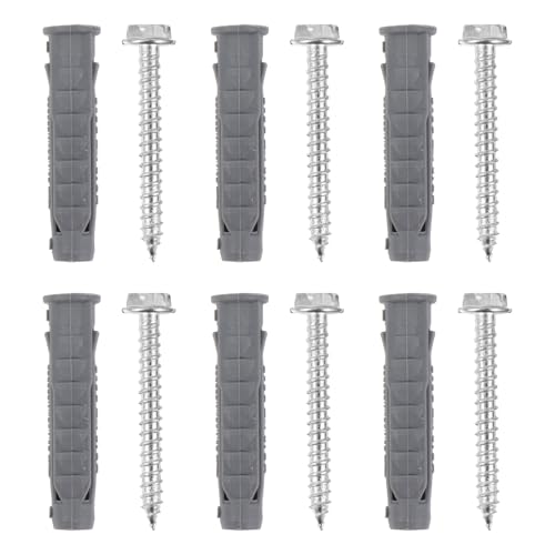 Hemobllo 6pcs Plastic Expansion Anchors and Carbon Steel Screws Set for Air Conditioner and Tv Wall Mount Installation, Self-Drilling Hollow-wall Anchors with Flat Screws for Drywall