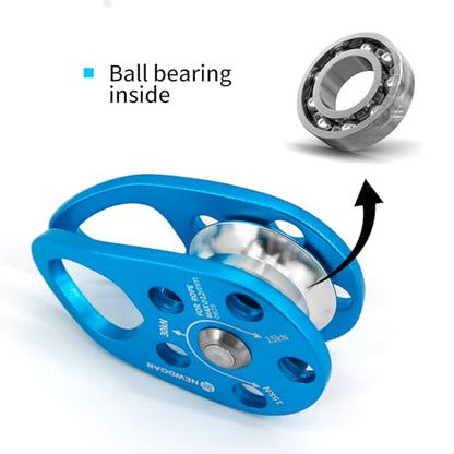 Micro Mobile Pulley 30KN/6746lb Mobile Single Pulley Cheek Shaped for Max Rope 12mm Rope for Climbing, Rescue Lifting,Hitch Tending (Blue-One Unit) - color: Blue-One Unit