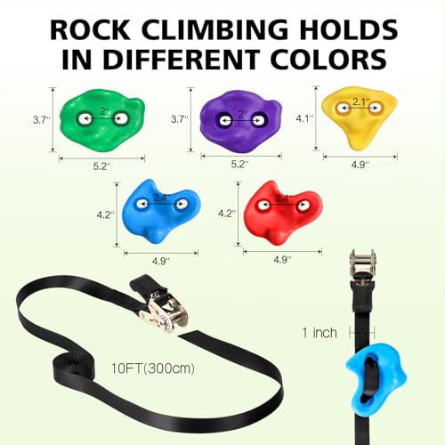 12 Ninja Tree Climbing Holds and 6.56FT Climbing Rope for Kids, Tree Climber Climbing Kit for Outdoor Ninja Warrior Obstacle Course Training - style: Ninja Rope+Tree Holds