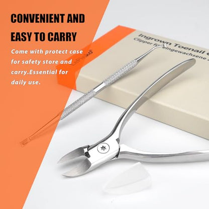 Heavy Duty Podiatrist Toenail Clippers for Thick and Ingrown Nails, Toe Nail Clippers for Men Women Seniors, Stainless Steel 2PCS - size: 2PCS