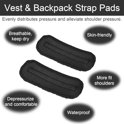 2pcs Shoulder Strap Pads, Soft Comfortable Strap Pads for Vest Plate Carriers Backpacks Nylon Breathable Replacement Cushion Padding Fit 2 to 3'' Sling Bag Crossbody Shoulder Straps (Black)