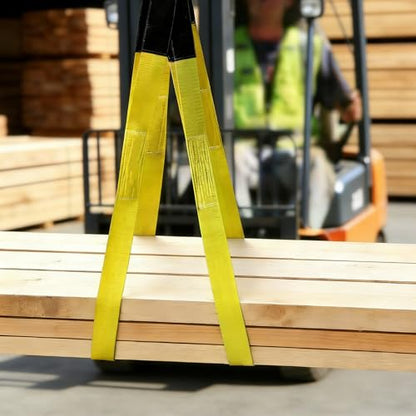 Polyester Lift Sling Web Straps 1 in x 8 ft 4000 lbs WLL 2-Pack, RUGOACE | Reinforced wear guard loop ends for hoist rigging machinery tree saver furniture lifting. 1333 lbs working load limit - style: 2pk 1in x 8ft