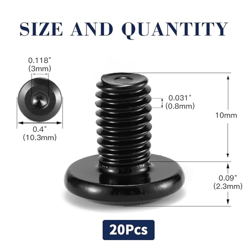 M5 x 10mm 20Pcs Flat Head Hex Socket Cap Screws Bolts, 304 Stainless Steel 18-8, Full Thread, Black Oxide by SG TZH (with Hex Spanner) - size: M5 x 10mm