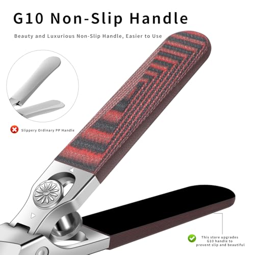 Slant Head Stainless Steel Nail Clipper for Ingrown Nail Care with G10 Handle, Edgy Toenail Clipper for Podiatrist and Elder Users, Angled Nail Trimmer with Safe Lock(Straight Red B) - color: Straight Red B