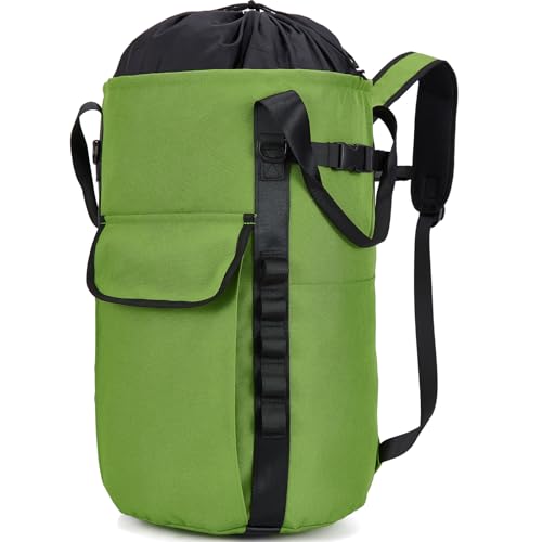 Arborist Rope Bag, 35L Tree Climbing Rope Bag, Arborist Equipment Bucket Backpack, Arborist Gear Carrier Bag with Side Pockets, Tough Rock Climbing Backpack, Rock and Tree Climbing Gear - color: Green