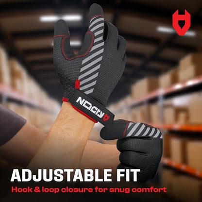 NoCry Utility Gloves for Men with Reinforced Fingers and Thumb Crotch; Double Stitched Palm and Touchscreen Tips; Breathable and Highly Flexible; — Ideal for Mechanics, Construction and Yard Work - size: X-Large, style: Lite