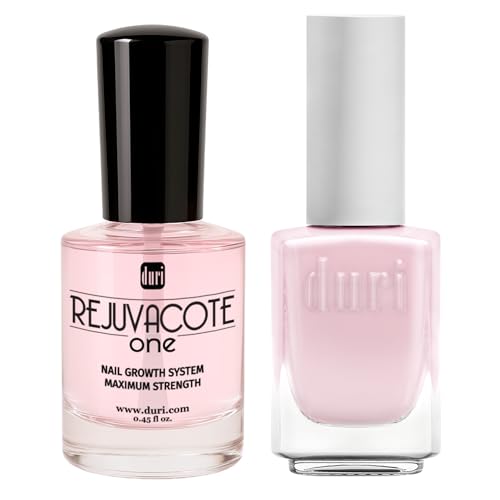 Duri Rejuvacote 1 Nail Growth System + 340 Forever Beautiful Sheer Pink Nail Polish Bundle - Nail Strengthener & Pale Pastel Pink Color Duo for French Manicure & Wedding Nails, 0.45 Fl Oz Each - color: Forever Beautiful + Rejuvacote 1 (Pack of 2)
